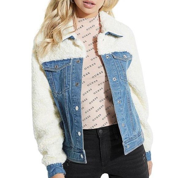 guess sherpa denim jacket